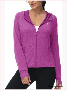 UPF 50+ Sun Protection Hoodie Full Zip Lightweight Active Jacket